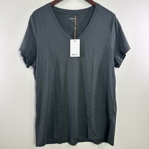 Quince Womens Cotton Modal Scoop Neck Tee Shirt Size XL Minimal Dark Grey
